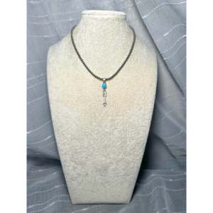 Pendentif en turquoise Kingman et argent sterling, fabrication Navajo, technique d'incrustation à sertissage clos - Product Image 6
