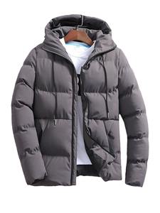 Veste d'hiver en duvet pour hommes Vêtements d'extérieur à manches longues avec décoration à pampilles Tissu en toile noire unie avec fermeture éclair complète - Product Image 6