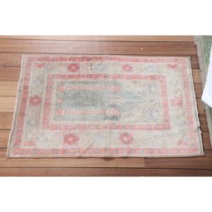 พรมวินเทจ พรมขนาดเล็ก 1.9x3 ฟุต พรมลายเรขาคณิตสีเขียว - Product Image 3