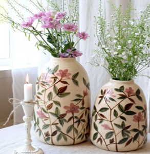 Petit Vase Décoratif En Céramique Blanche Avec Un Design Floral 3D Accent De Maison De Style Vintage Moderne Prix De Gros Disponibles - Product Image 2