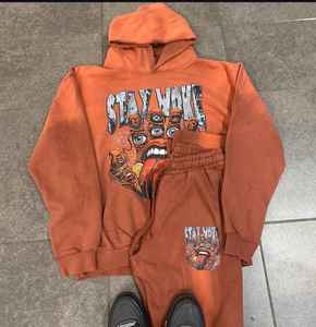 ชุดวอร์มผ้าคอตตอนสำหรับผู้ชายชุดวอร์มผ้าฝ้ายแบบมีฮู้ดและซักแบบสีซีดไม่ซีดสามารถกำหนดโลโก้ได้ตามต้องการ - Product Image 1