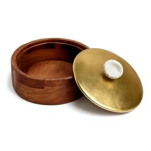 Olla caliente de madera elegante y moderna con tapa de latón duradera y base de madera para Eid Ramadan Mubarak, cazuela de comedor, vajilla - Product Image 3