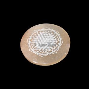 Nouvel arrivage Grande plaque de chargement gravée Orange Sélénite Yantra Fleur Vie Cristaux de guérison spirituelle Minéraux Pierres précieuses - Product Image 1