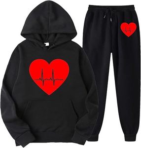 Conjunto Deportivo de 2 Piezas para Hombre, 100% Poliéster, Transpirable, con Cremallera, Diseño Holgado con Estampado de Ramitas y Pedrería, Cintura Doble, Impresión Digital Personalizada - Product Image 2