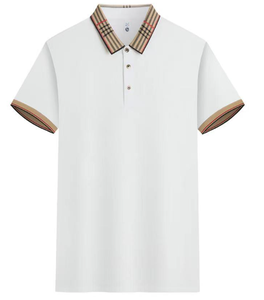 Polo décontracté 100% coton pour homme avec revers anti-rides et manches courtes et amples en tissu tricoté et imprimé. - Product Image 2