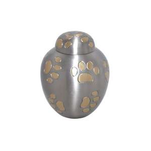 Urnes de crémation en émail blanc en forme de dôme pour cendres d'animal de compagnie Empreinte de patte argentée par urne Souvenir Cendres Artisanat Petit Jeton Urnes Dernières - Product Image 5