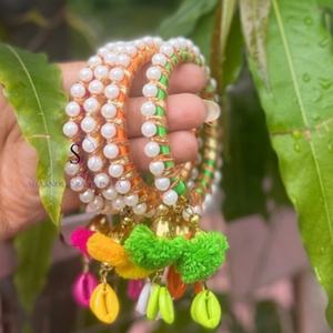 Artificial Attractive Gota Flower Silk Thread Bangle for Women Gorgeous Mehndi <b>Favour</b> Wedding Return Gift Bangles - Product Image 4