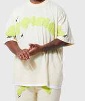 Ensemble T-shirt 100% coton personnalisé pour hommes grands et grands surdimensionnés ensemble court respirant deux pièces 6x-10x bouffée impression High Street thermique