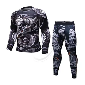 T Shirt pria VS PK latihan 3D kebugaran ketat Bodybuild fit Rash penjaga merek baru BJJ MMA bekerja robek Rashguard