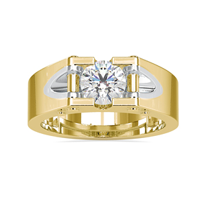 Bague en diamant taillé rond de 1.00 carats cultivée en laboratoire tendance classique bijoux de fiançailles et de mariage en or jaune 14 carats pour les fêtes - Product Image 1