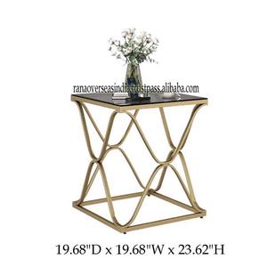 Meilleure vente Table d'appoint de qualité supérieure avec plateau en verre et cadre en métal doré Table d'appoint pour la maison et l'hôtel à bas prix - Product Image 2