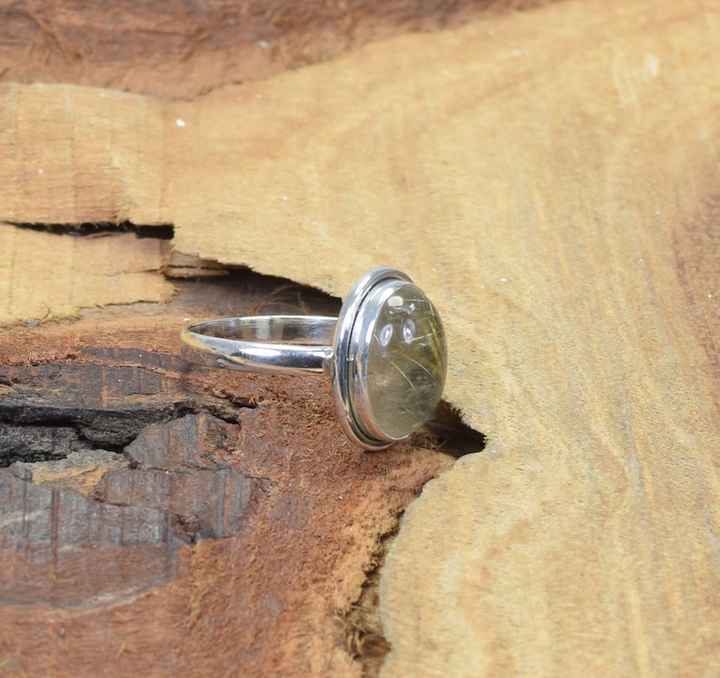 Natural Golden Rutile Ring 925 Sterling silver Natural Gemstone ...