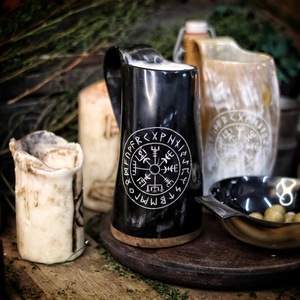 Authentic Eco-Friendly Viking Horn <b>Mug</b> Handmade Buffalo Horn Food Grade Medieval Style Religious Feng Shui Animal Beer <b>Mug</b> - Product Image 2