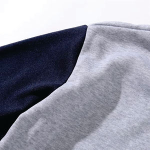 Veste de baseball personnalisée en molleton bicolore gris et bleu marine pour hommes, style universitaire, vente en gros, fabricant en vrac - Product Image 3