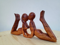 Statue de couple abstraite romantique en bois en forme de cœur, faite à la main, de haute qualité, écologique et durable, style Art Déco