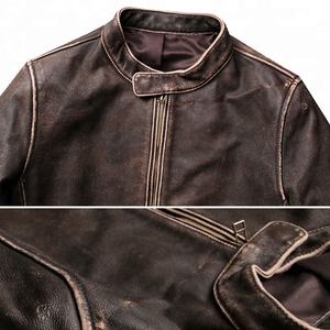 Veste en cuir décontractée pour homme de haute qualité, double fermeture éclair, col montant, épaisse, teinte, pour automne-hiver, service OEM disponible - Product Image 5