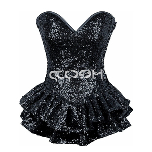 Mini-jupe à volants vert pailleté et haut corset - Product Image 3