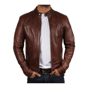 Veste en cuir pour homme de qualité supérieure, fermeture éclair, col montant, imperméable, coupe-vent, écologique, toutes les couleurs et tailles, respirante - Product Image 1