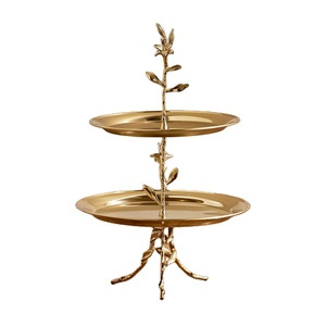 Soporte de pastel de Metal pulido brillante de aluminio chapado en oro, vajilla de mesa decorativa, acabado antiguo, soporte de pastel de cumpleaños - Product Image 1