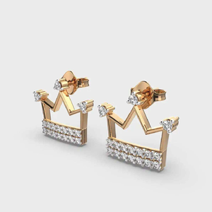 ต่างหูเพชรแล็บโกรว์รูปใบไม้สีโรสโกลด์สุดหรูจาก RATAN JEWELS |   เครื่องประดับเจ้าสาวทรงกลมเจียระไนแบบบริลเลียนท์ทันสมัย ได้รับการรับรองจาก IGI - Product Image 3