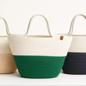 Sac en paille grand format, sac de plage en paille, sac panier, sac de marché fermier, panier de courses, sac de luxe, sac en corde de coton, sac en jute - Product Image 1