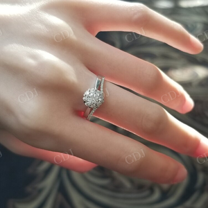 Bague de fiançailles Halo Moissanite à coupe ronde à la mode Bague de mariage florale antique Bijoux en diamant certifiés GRA pour elle - Product Image 6