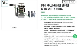 Mini Laminoir Monocorps à 5 Rouleaux pour la Fabrication de Bijoux, Outils de Bijoutier, Machine à Formeuxer le Métal |   Numéro d'article GS-653 - Product Image 3