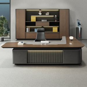 Modern L Shaped Executive Desk Wooden Computer <b>Office</b> Table Custom Management Panel Workstation Easy Assembly - Product Image 1