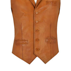 Chaleco de cuero sin mangas para hombre de invierno en color sólido Chaleco y chalecos de cuero de motorista para hombre de ajuste regular al por mayor - Product Image 2