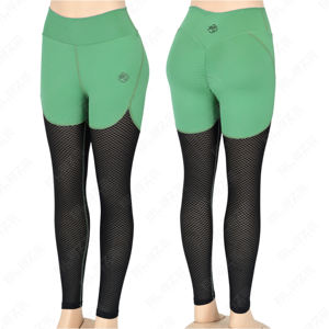 Leggings personalizados con panel de malla de color de contraste Leggings de yoga con cintura elástica - Product Image 1