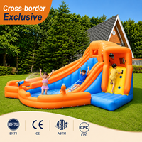 Château gonflable direct usine avec toboggan et piscine pour enfants, idéal pour l'extérieur, avec double toboggan et structure de saut gonflable