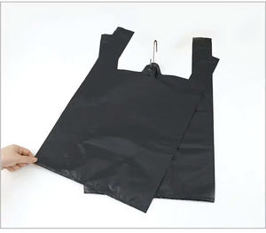 Bolsas de camisetas de plástico PE negro personalizadas directas de fábrica, estiramiento fuerte, reutilizable para embalaje - Product Image 6