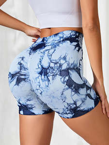 Personnalisé Tie Dye Yoga Shorts pour Femmes Sexy Gym En Plein Air Fitness Pantalon Confortable Taille Haute Élastique Serré Sport Pantalon Gym - Product Image 4
