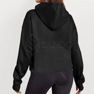 เสื้อฮู้ดสวมหัวมีซิปครึ่งตัวของผู้หญิงเสื้อลำลองไซส์ใหญ่พิเศษเสื้อผ้าแนวสตรีทผ้าคอตตอน100% มีฮู้ดด้านหน้าดีไซน์แบบกำหนดเองสำหรับฤดูหนาว - Product Image 2