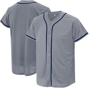 Maillot d'équipe de baseball à manches courtes pour hommes, maillot boutonné uni pour vêtements de softball - Product Image 1
