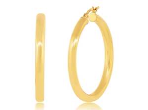 Plata de Ley. Pendientes de aro de 4MM chapados en oro 925 en tamaños de 20MM a 70MM - Product Image 5