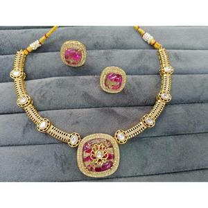 Ensemble collier et boucles d'oreilles bohèmes pour femmes, plaqué or, laiton, pierres en zircon, bijoux de mariage, design floral - Product Image 1