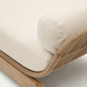 เก้าอี้นอนทำจากไม้สักแข็งและกรอบอลูมิเนียมหุ้มด้วยเชือกทอและรวมเบาะสำหรับการใช้งานกลางแจ้ง - Product Image 3