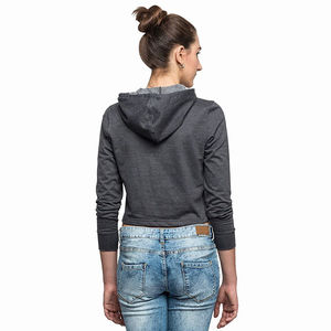 À la mode Anti-rides coton polaire vêtements de sport haut court à capuche pour femmes dames hiver sweat taux de gros OEM - Product Image 5