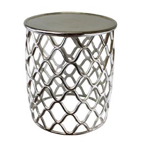 Silver Color Finished Aluminium Modern Home & Office Decorative <b>Side</b> <b>Table</b> Handcrafted Classic Pillar Base Round Top - Product Image 1