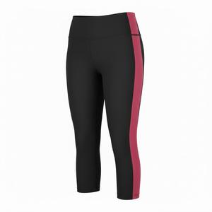 กางเกงโยคะเอวสูงทรงแคปรีสำหรับผู้หญิง ลายแถบข้างตัดกัน กางเกงออกกำลังกาย - Product Image 1