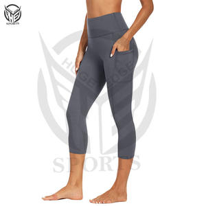 Venta al por mayor personalizado de cintura alta deportes entrenamiento Yoga pantalones leggings para mujeres poliéster suave gimnasio fitness leggings con bolsillo - Product Image 5