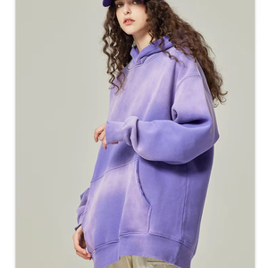 Sudadera con capucha lavada con ácido de gran tamaño Vintage de algodón 100% Sostenible para mujer, ropa de calle transpirable, colección de invierno de bajo precio - Product Image 3