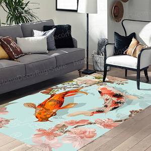 Alfombra con Estampado de Peces Koi, Alfombra Japonesa Moderna, Decoración de Pared para Oficina con Diseño de Animales, Alfombra Suave No Tejida - Product Image 2
