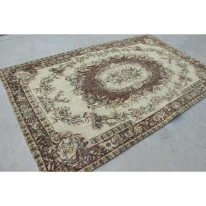 Vintage Large Rug 6x9.7 ft, <b>Brown</b> Green Moroccan Rug <b>Wool</b> - Product Image 3