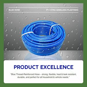 Manguera de agua Premium de PVC de fibra de hilo azul de alta calidad, 50 metros, 1/2 pulgadas, Flexible, montable en pared, duradero, fiable, uso de jardinería - Product Image 6