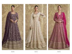 Maruti moda MF839 diseñador Real Georgette Anarkali traje Dupatta bordado trabajo Premium indio pakistaní mujeres fiesta boda - Product Image 6