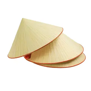 Chapéu de bambu para agricultor asiático, chapéu de praia e sol, fornecedor de folhas de palmeira de bambu 100% natural