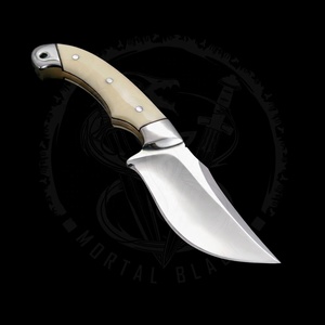 Couteau de chasse droit OEM en gros, en acier inoxydable, tranchant et durable, pour l'extérieur et la survie, avec manche en os de chameau - Product Image 2