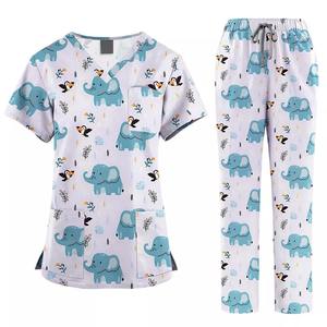 Vaslcare, Tops suaves y acogedores con estampado personalizado para mujer, Pantalones estampados, uniforme médico de enfermera, conjunto de exfoliación recto con cuello en V para hombre y mujer - Product Image 1